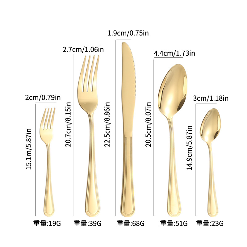 Fuente transfronteriza cubiertos de acero inoxidable cuchillos y tenedores cucharas de doble línea cucharas de té cucharas de té