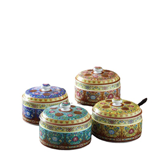 Jingdezhen enamel ceramic tea cans large and small tea storage tea cans moisture-proof household tea cake sealed storage cans