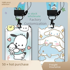 Cartoon card holder with cute lanyard work badge badge bus subway card protection student meal card employee access control card