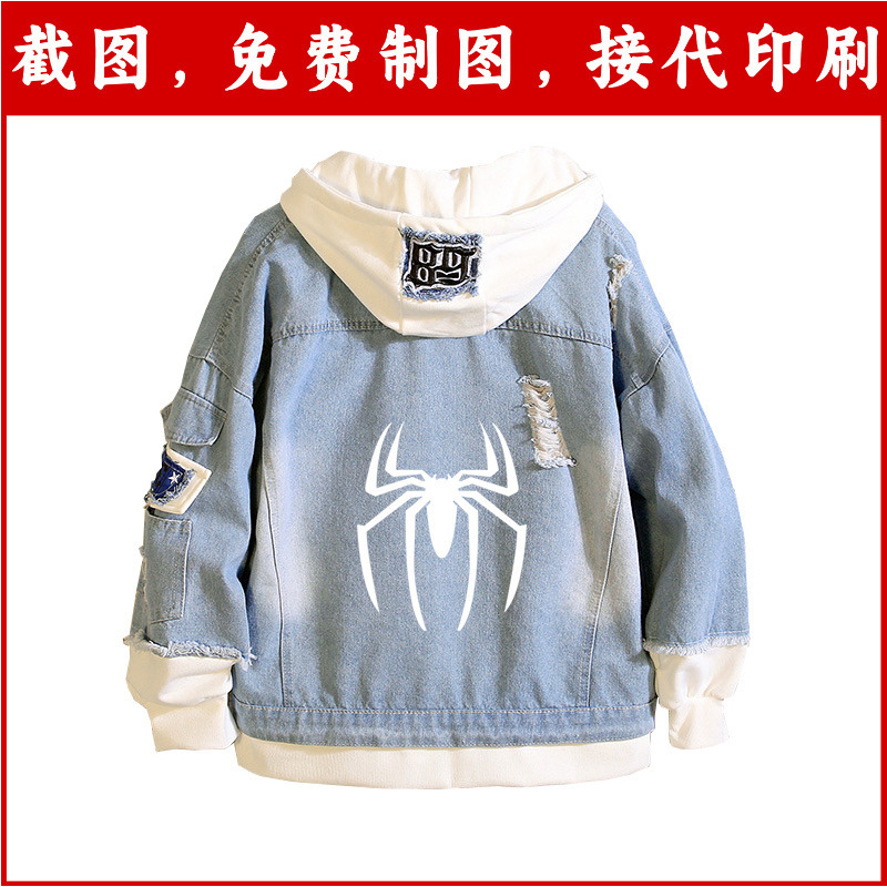 Spiderman Spring and Autumn Animation Men's and Women's Denim Coat Foreign Trade Series Multi-color Trendy Clothes Men's and Women's Clothes Sweatshirt New
