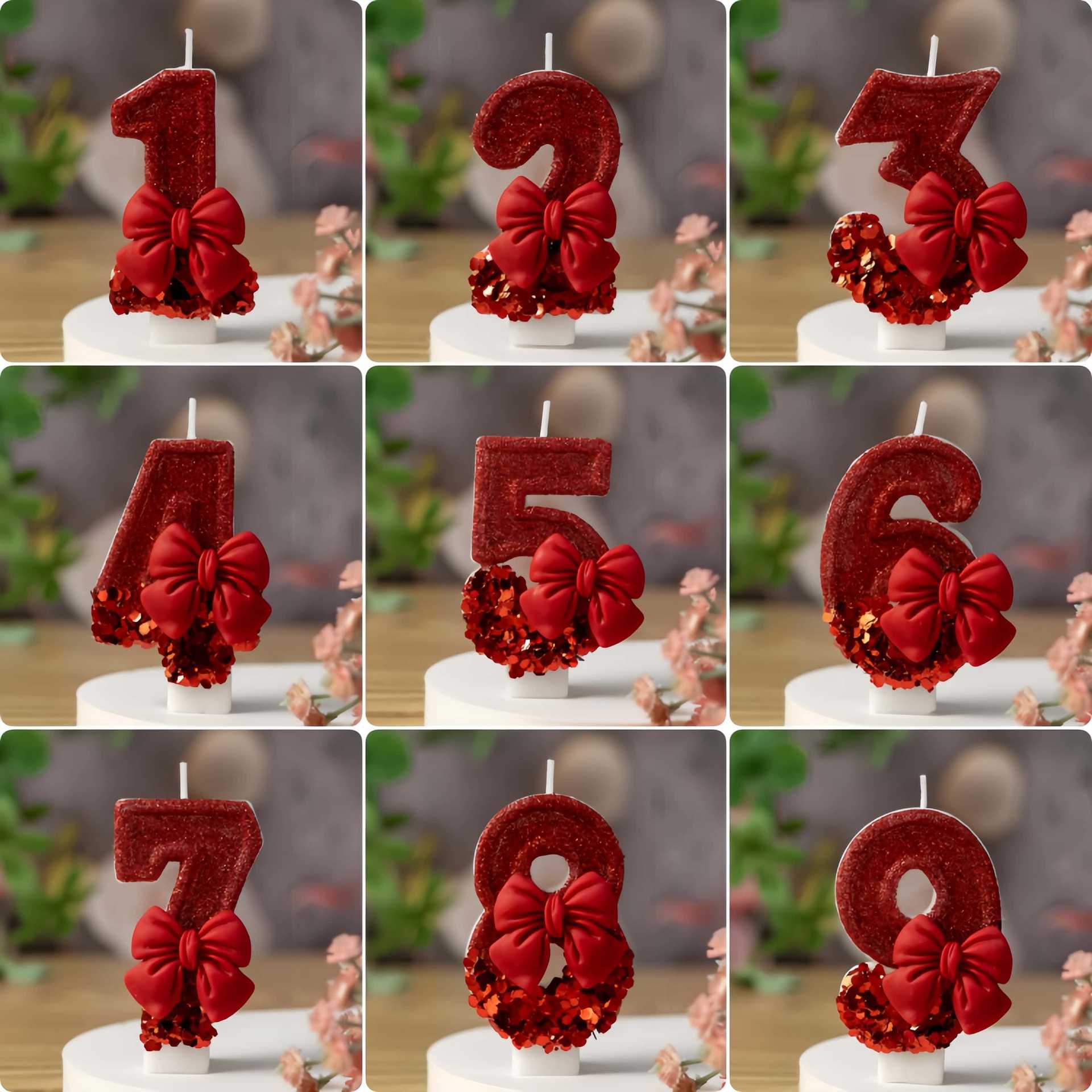 red candle with bow