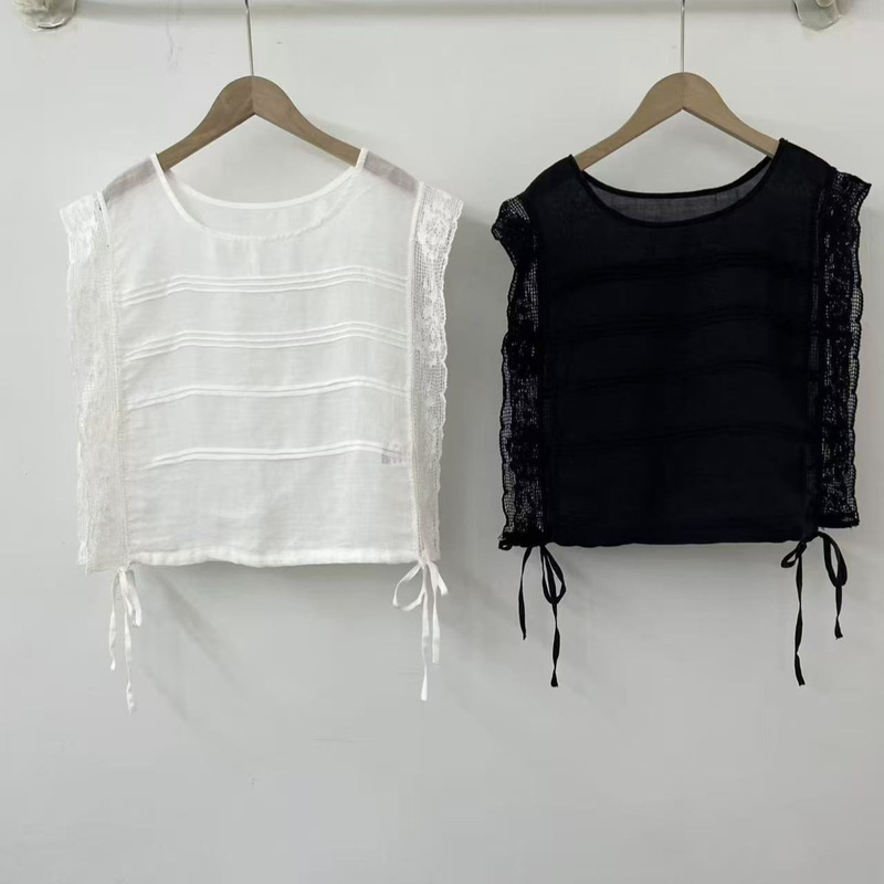 Sweet and Foresty-Style Girl's Vest with Side Slits and Straps, Versatile Embroidered Outerwear Vest for Summer