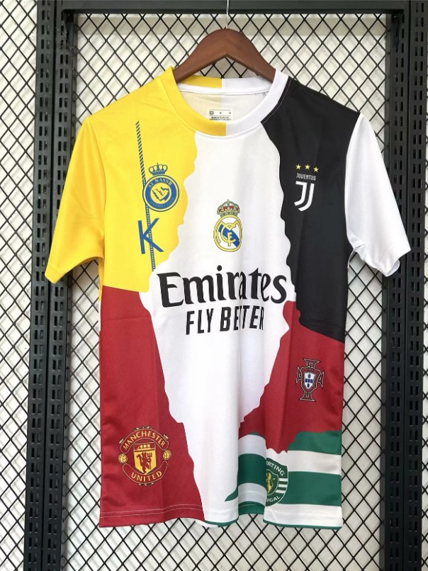 Football Jerseys Fan Edition Barcelona Real Madrid Liverpool Co-Branded Commemorative Special Edition Short-Sleeved Quick-Drying T-Shirts Wholesale