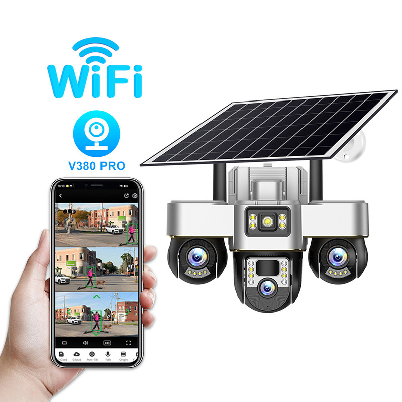 v380pro跨境海外版太阳能三云台监控器4G手机控制摄像头|undefined