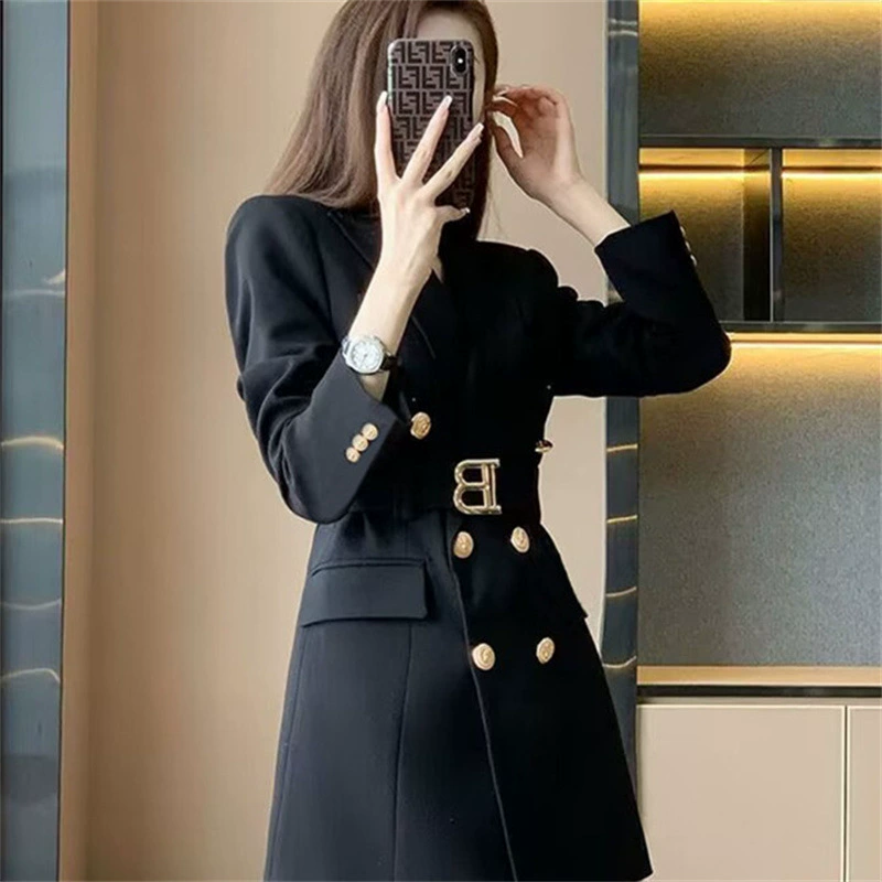 Демисезонное весеннее trench coat, длинная осенняя куртка, облегающая, до середины икры