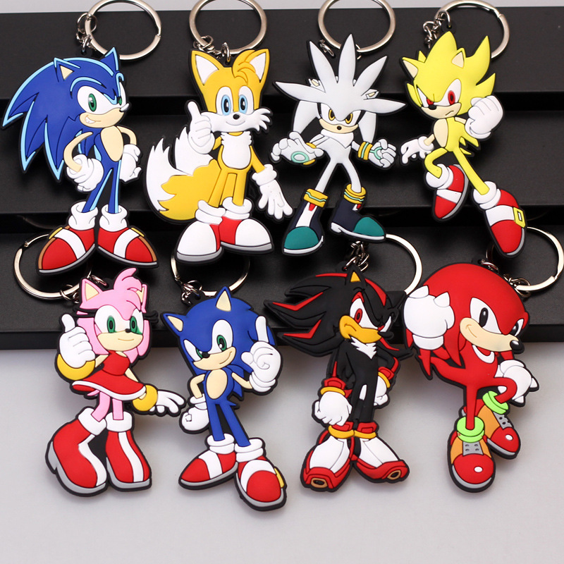 Movie Game hedgehog Super Sonic ultrasonic mouse PVC double-sided doll keychain bag pendant ornaments