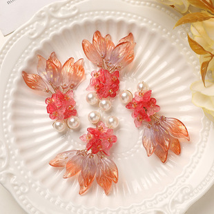 Chinese Style Fantasy Colored Glass Flowers Cute Goldfish Koi DIY Super Fairy Side Clip Hairpin Female Pin Accessories