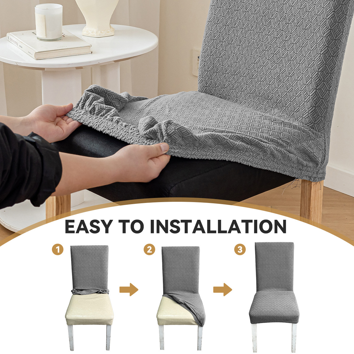 Funda para silla de color puro especial transfronteriza Funda para silla de comedor antideslizante, antipolvo y resistente al desgaste