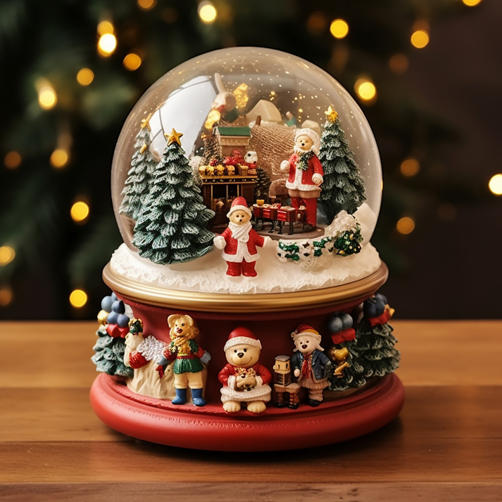  Customized Christmas Crystal Ball Music Box Ornaments Rotating Snow Desktop Birthday Gifts Holiday Gifts
