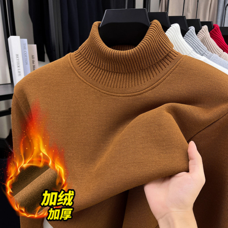 【主推爆款百万现货】可翻高领毛衣男加绒加厚一体绒卫衣秋冬季百