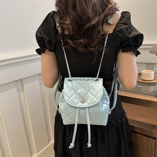 Korean style casual aesthetic chain portable small backpack 2024 spring and summer new style foreign style personality single shoulder cross-body backpack