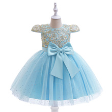 跨境新款女童礼服蕾丝绣花网纱裙女童礼服生日宴会礼裙babydress