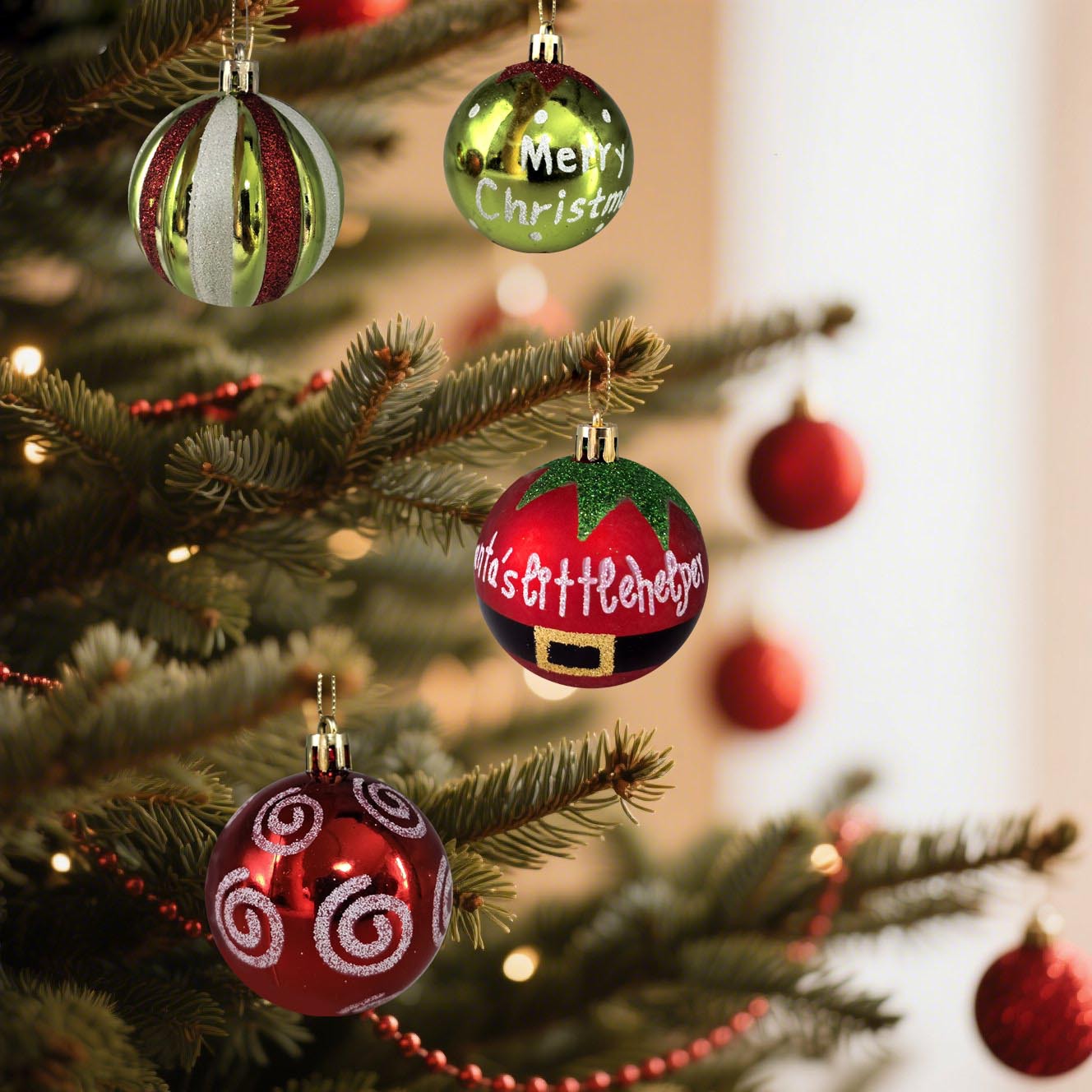 Inventario 6cm 9pcs Navidad pintada de plástico galvanizado bolas de Navidad Grinch árbol de Navidad bolas decorativas