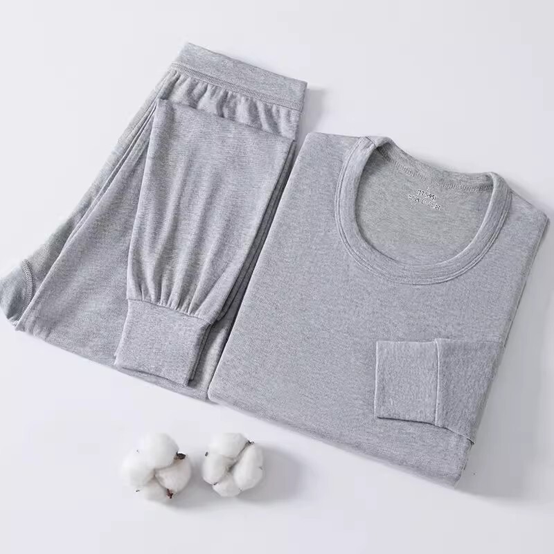 Pure Cotton suit Autumn Clothes and Pants Thermal Underwear Cotton Sweater Middle-aged and Elderly Loose Thin Autumn and Winter Bottoming Sweater Shirt Pants