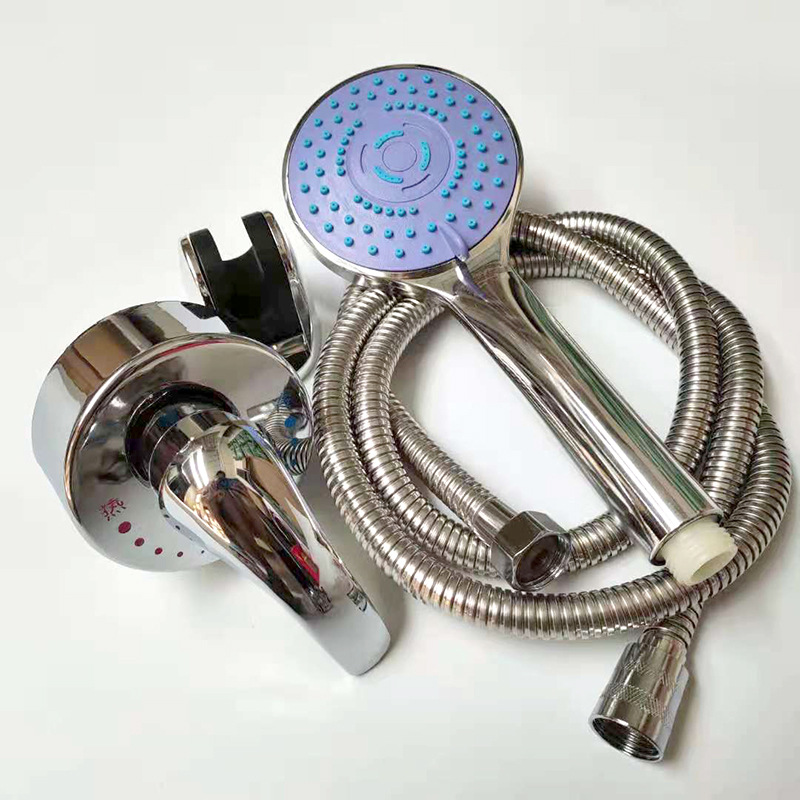 Wholesale electric water heater accessories package electroplating wall mixing valve multi-gear shower suit metal bath tube