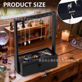 木质摆钟支架水晶摆钟展示架带抽屉式水晶项链托架陈列架