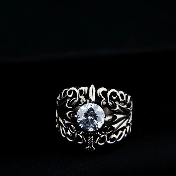 White diamond ring silver