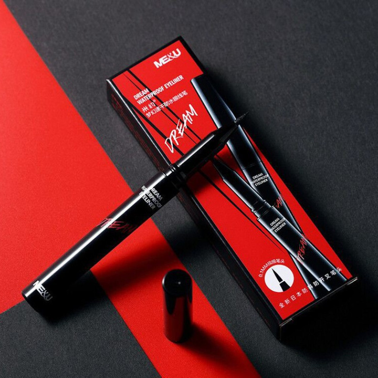 Miyo Dreamy Quick-Dry Waterproof Eyeliner Pen, Long-Lasting Curling, Non-Smudging, Thick Fine Brush Head, Vina Card Mascara