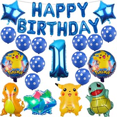 ポケットの精霊のポケモンのピカチュウの風船の小さい火の竜のジャニのカメの子供の誕生日のパーティーの満1歳の風船