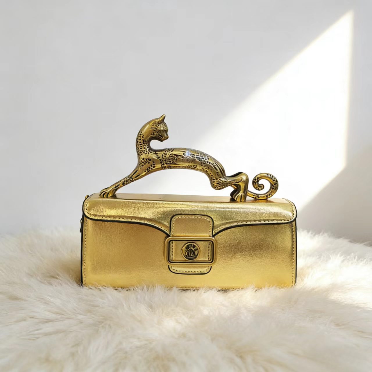 Cross-Border Celebrity Style Leopard Handle Bag Square Luxury Cowhide Fashion Versatile Banquet Shoulder Bag For Women - Thumbnail 6