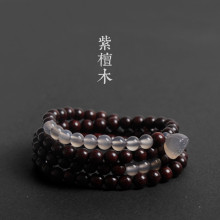 小叶紫檀6mm手链灰玛瑙复古文艺檀香木质佛珠手串男女款中国风