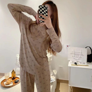 South Korea Smiley suit Pajamas Women's Soft Skin-Friendly Sports Sleep Home Clothes Girls Live New One-Piece Hair