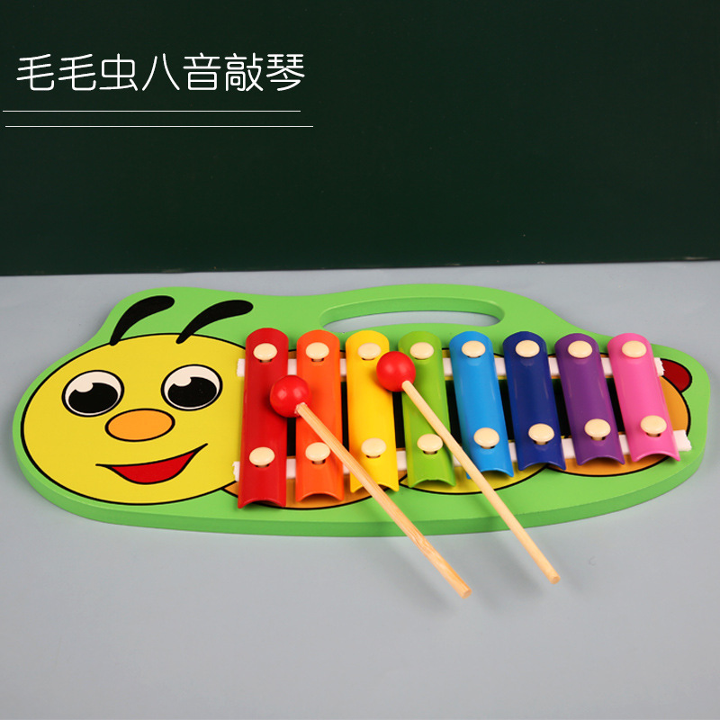 Montessori de madera de dibujos animados animal de ocho tonos de piano instrumento musical de percusión Infantil Educación Preescolar juguete educativo lote