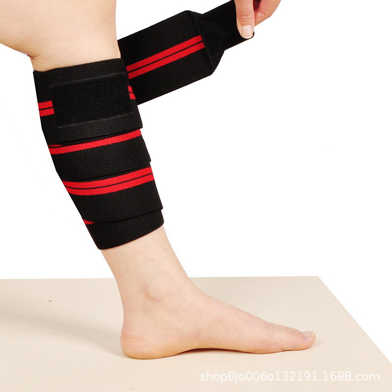 Sports Knee Pad Elastic Winding Bandage Band Football Running Anti-Sprain Table Tennis Anti-pull Fitness Leg Pad Red