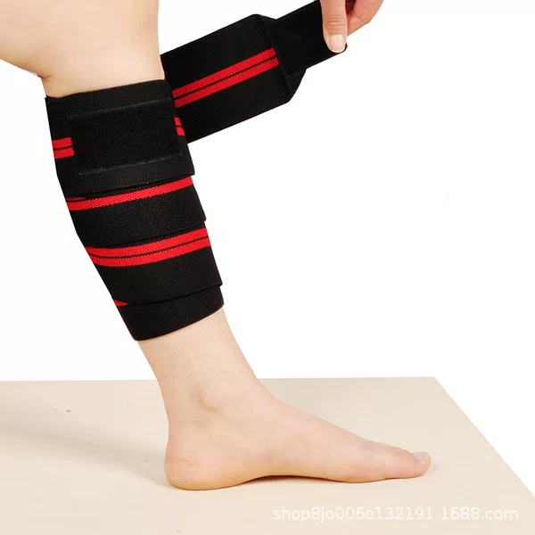 Sports Knee Pad Elastic Winding Bandage Band Football Running Anti-Sprain Table Tennis Anti-pull Fitness Leg Pad Red