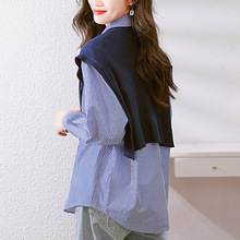 厂家直销纯白衬衫女长袖春装新款设计感小众针织披肩上衣纯棉衬衣