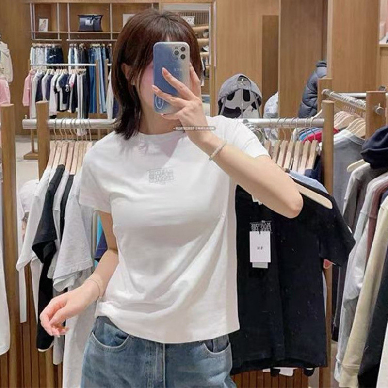 韓国25夏マリーテ・ハヨン同型スモールロゴロゴレタースリムTシャツインカジュアルラウンドネック半袖|undefined