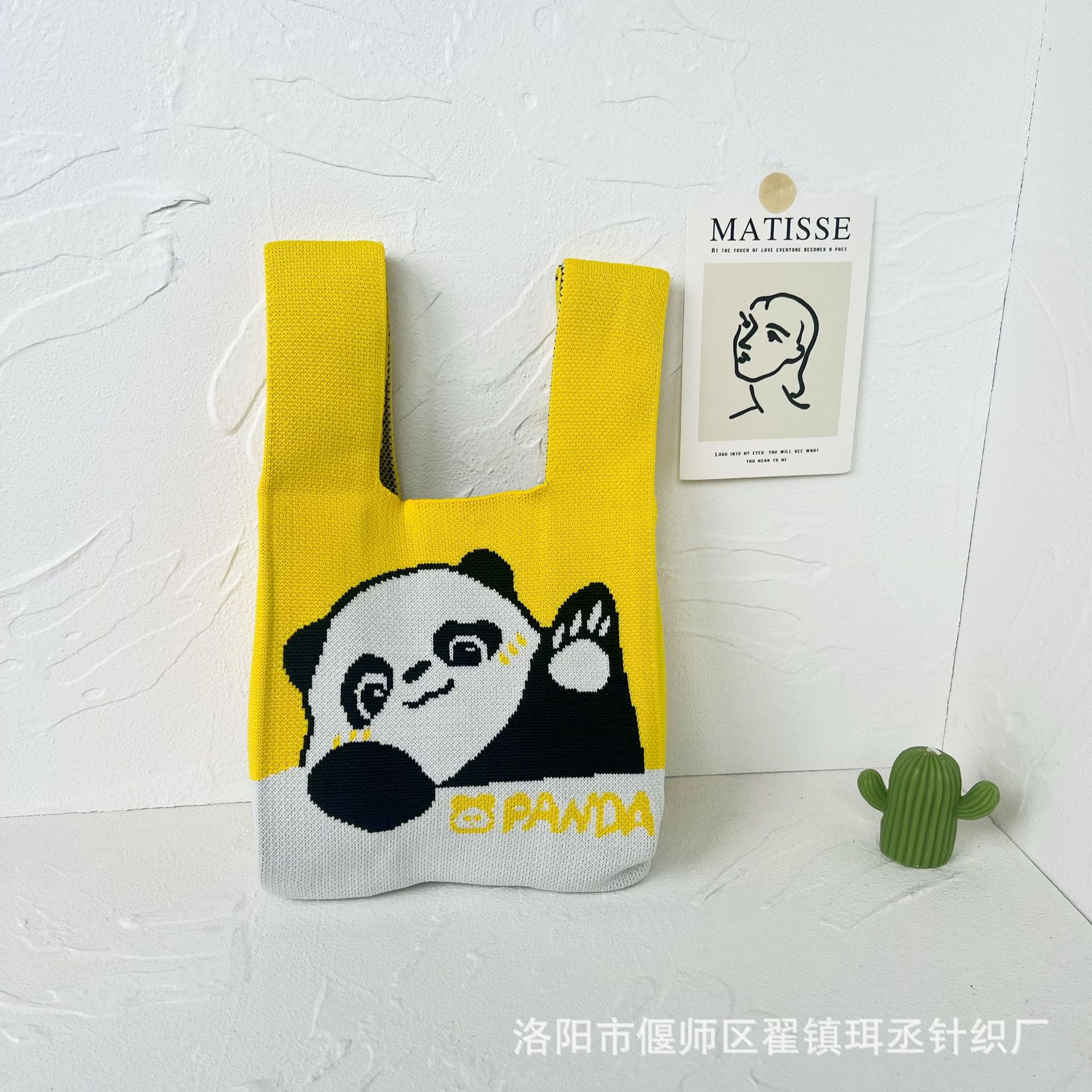 Bolso de punto transfronterizo bolso de punto para mujer bolso de muñeca de todo fósforo bolso Tote bolso tejido de poliéster bolso panda
