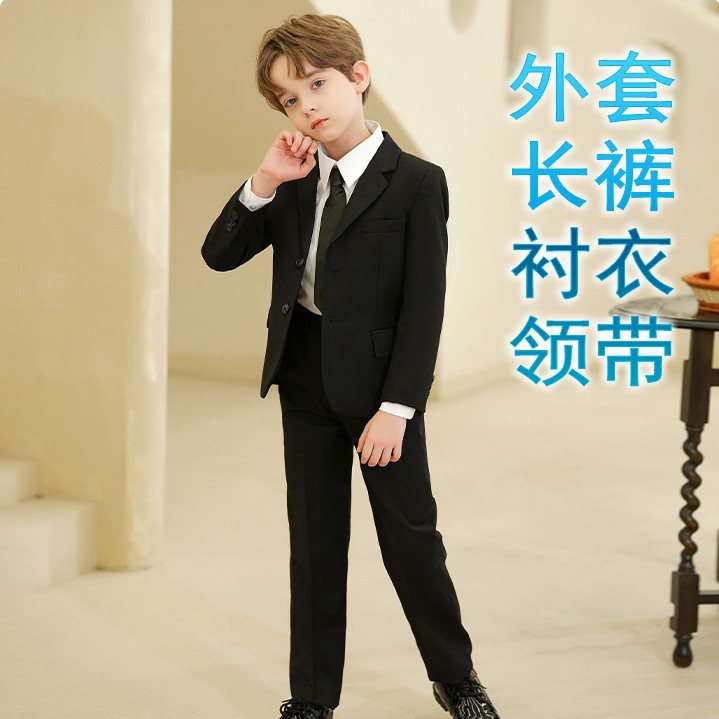 2024子供のスーツのスーツの男の子の小さい司会者のドレスの中で大きい子供のピアノの演服の花の子供の男の子のスーツ