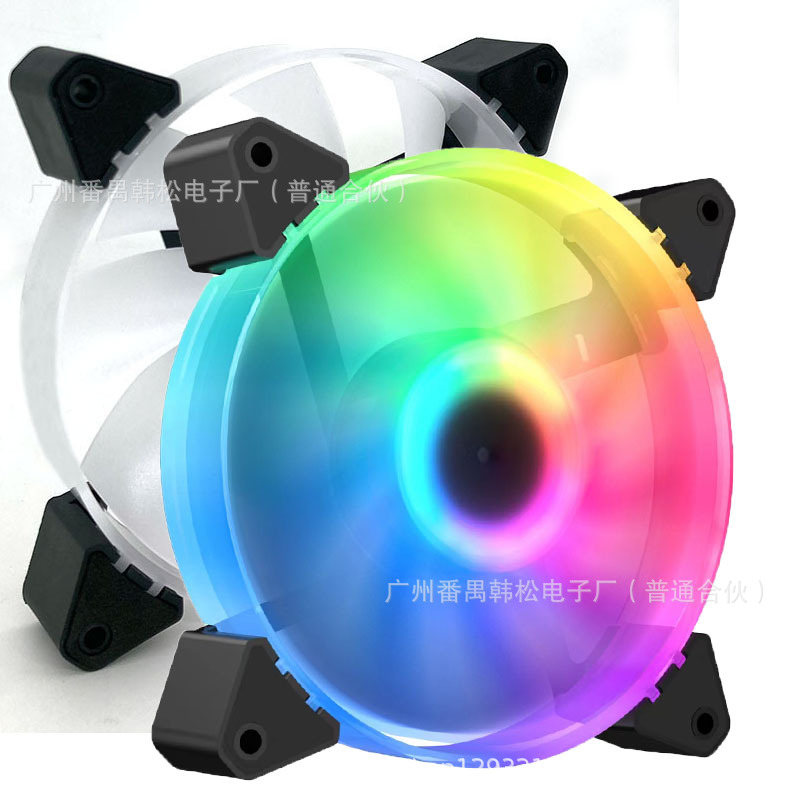 智能温控12025风扇 PWM4线 自动调速 电脑CPU机箱散热12CM彩灯