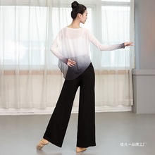 春季新款古典舞身韵纱衣长袖练功服现代舞表演服学生艺考舞蹈服女