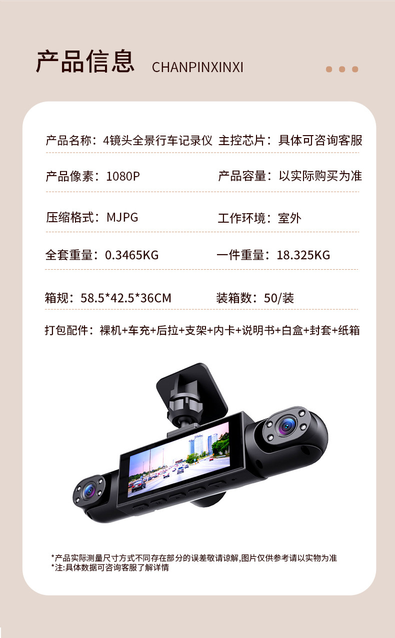 Manufacturer supplies 360-degree panoramic dashcam with 4 lenses, high-definition night vision, and vehicle parking monitoring video recorder