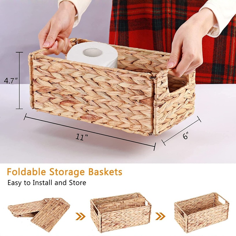 Cesta de almacenamiento de tela de paja de calabaza de agua personalizada de espejo, cesta de almacenamiento de tela de caña plegable, mesa de cocina, cesta de almacenamiento de bocadillos