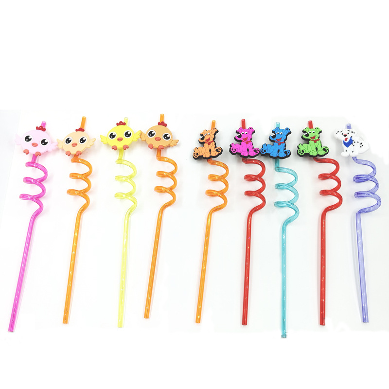 Cross-border PVC bar fiesta paja al por mayor forma creativa paja niños dibujos animados saludable juguete de paja de plástico