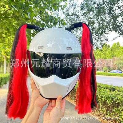 Motosiklet dəbilqələri Decorations with Large Suction - a-pair-of-black-and-red-color-matching