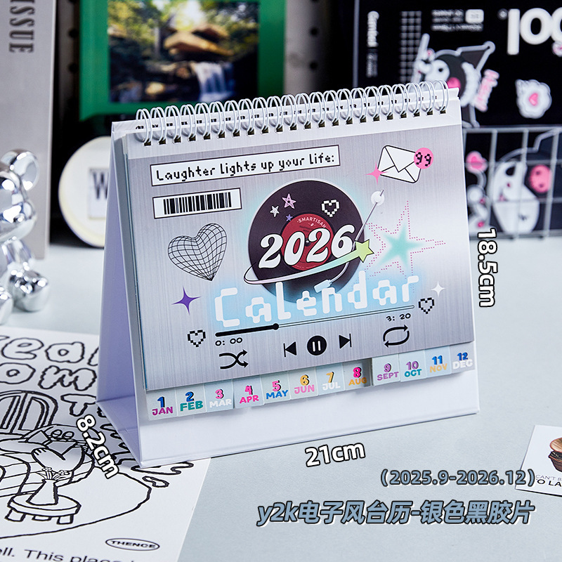 2026年创意复古元y2k电子风台历桌面摆件记事本学生办公室日历本|undefined