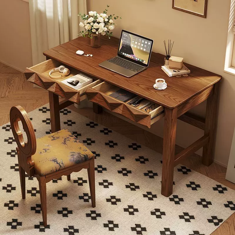 实木餐椅中古风钻石书桌（北美红橡木）