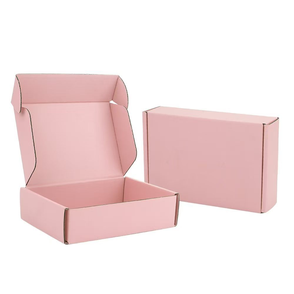Caja de avión rosa claro, punto extra duro al por mayor, se puede imprimir LOGO, caja de embalaje expreso de comercio electrónico, venta directa de color