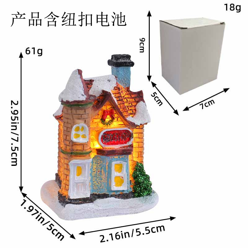 Jingchen nuevas decoraciones de Navidad 2023 transfronteriza resina casa color luminoso escritorio decoración al por mayor