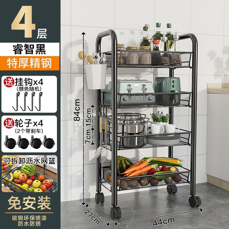 台所の棚が床に落ちた多層家庭用電子レンジ棚野菜収納棚オーブン棚収納棚車輪付き|undefined