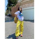 American street overalls women's autumn and spring thin dopamine color pants loose straight wide leg sports casual