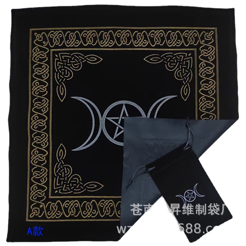 Tarjeta de Tarot de estilo europeo estrella de cinco puntas franela negra traje de Mantel vintage ceremonia mantel tarjeta bolsa estera de mesa al por menor