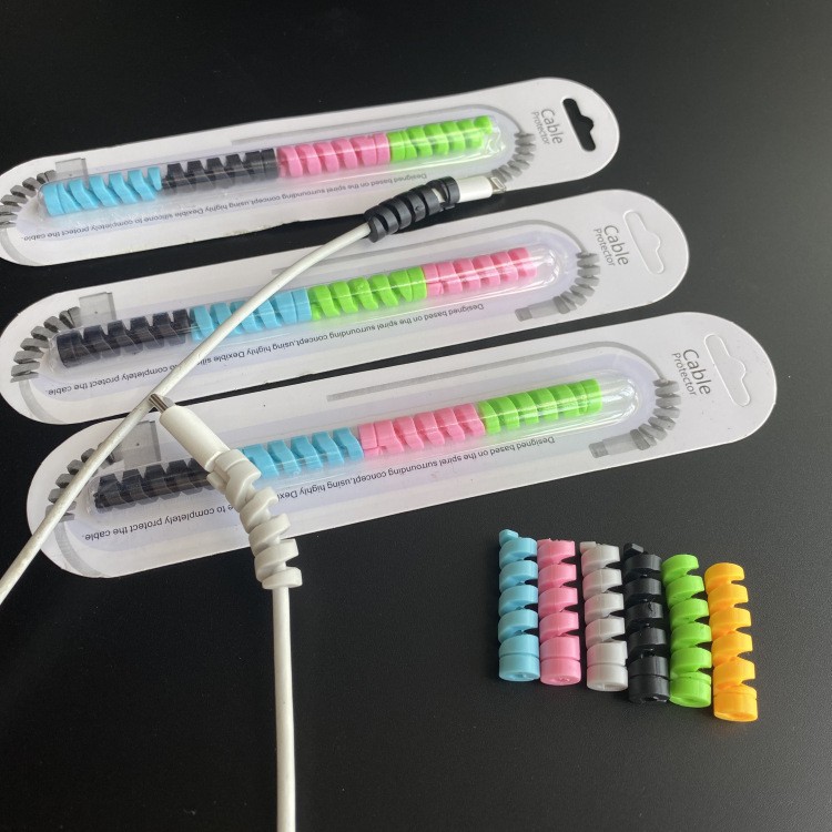 数据线保护套绕线器螺旋吸塑装硅胶防断裂充电线通用防弯曲手机