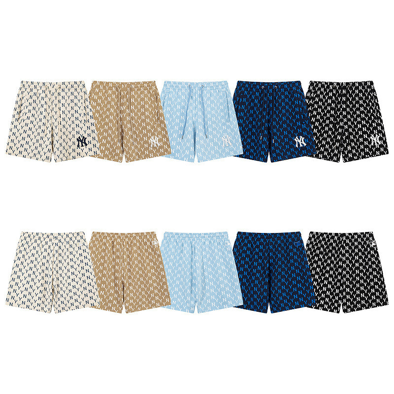 High-End Version. Mlb Monogram All-Over Print Summer Print Shorts for Men and Women, Couple Style, Comfortable, Casual, Loose Fit, Versatile Shorts