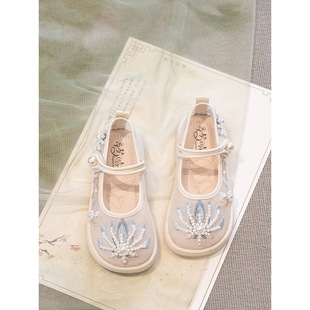 Han Dynasty Shoes for Girls, New Chinoiserie National Style Shoes, Spring and Summer Kidsren's Antique Embroidered Shoes, Summer Baby Girl Horse Face Skirt Shoes