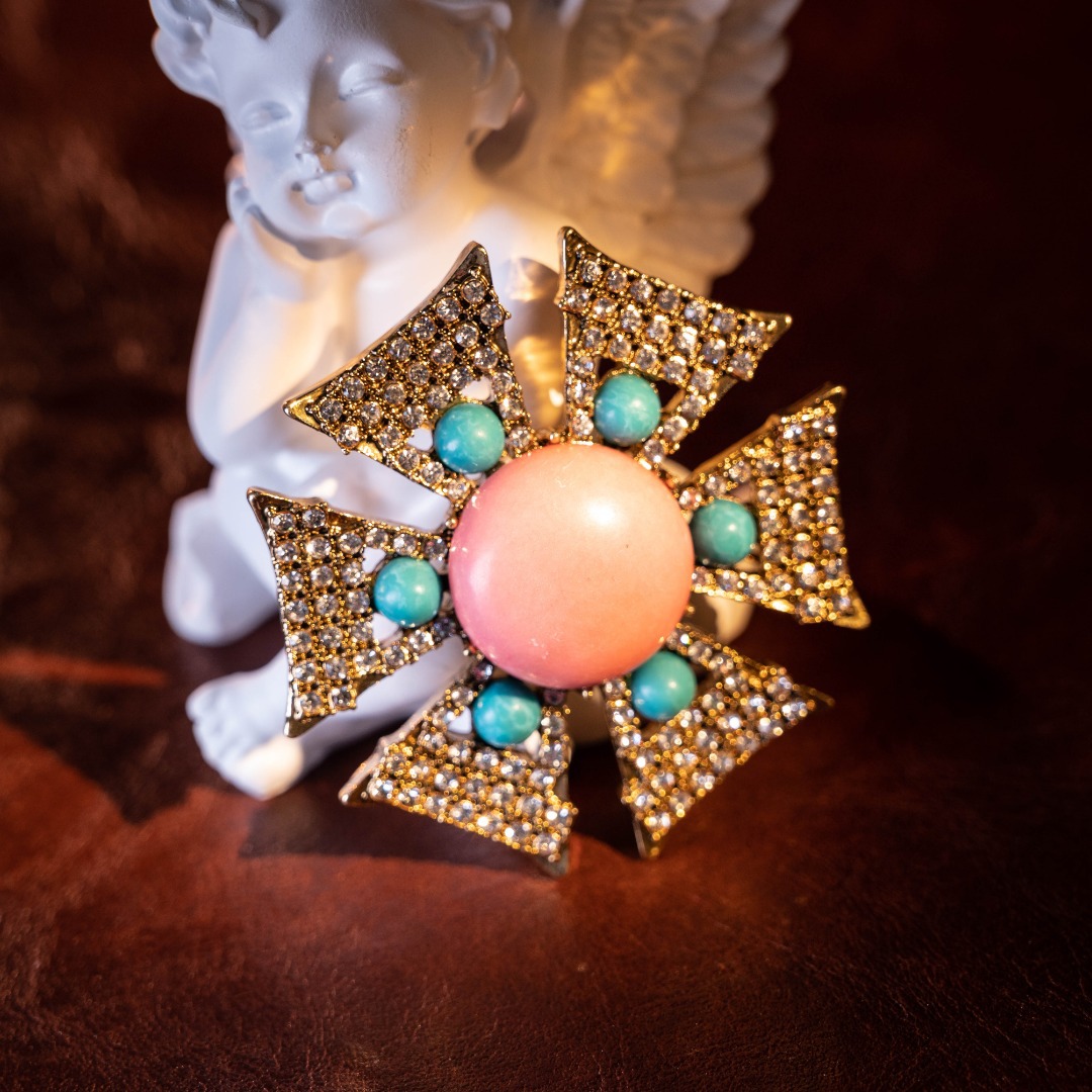 Europa y América del comercio exterior vintage réplica completa diamante temperamento retro elegante broche joyería antigua chapado en oro